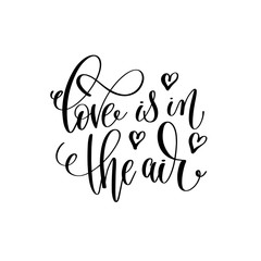 Wall Mural - love is in the air black and white hand lettering inscription