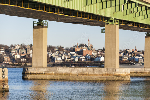 Braga Bridge Framing Fall River Skyline Buy This Stock Photo And Explore Similar Images At Adobe Stock Adobe Stock