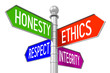 Business ethics - colorful signpost