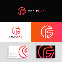 Aufkleber - F letter logo circle sign company icon with brand business card.