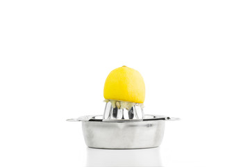 Steel Lemon Squeezer Isolated On White Background