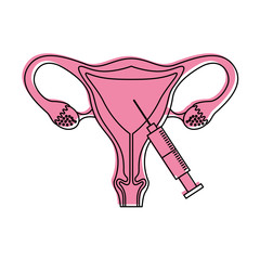 Poster - Female reproductive organ with injection vector illustration design