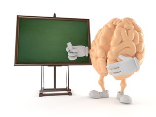 Wall Mural - Brain character with chalk board