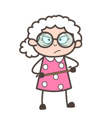 Wall Mural - Cartoon Angry Granny Vector Character