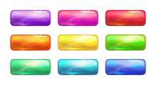 Cartoon Colorful Glossy Long Buttons Set.