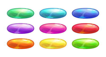 Poster - Cartoon colorful glossy oval buttons set.