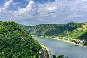 Canvas Print - Rhein Sankt Goardhausen Fluss Stadt