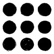 © babayuka - Set of black grungy ink brush hand drawn circles