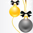 Christmas balls, black,white, gold colors