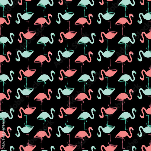Obraz Dibond Bezproblemowa flamingo wzór