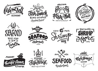 Seafood icons set