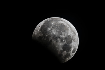 Wall Mural - Partial Lunar Eclipse after its maximum contact at 2.20 AM from Kota Kinabalu, Sabah on the 8th of August 2017.