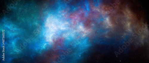 Fotografía Colorful glowing nebula in deep space
