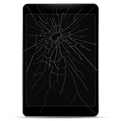 Poster - Broken Tablet Computer Vector Illustration

