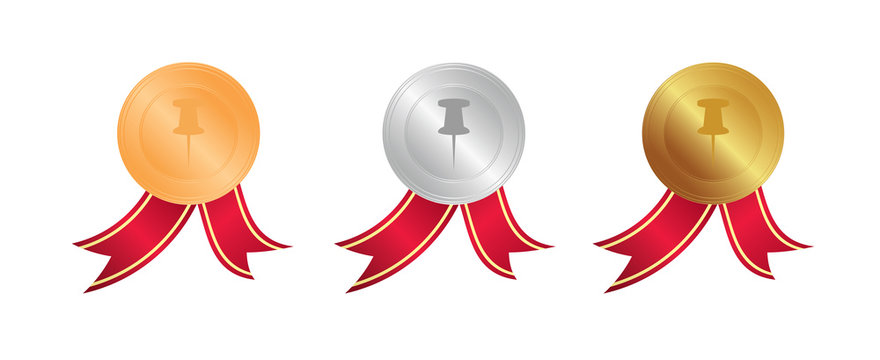 Stecknadel - Bronze, Silber, Gold Medaillen