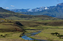Landscape To Amphitheatre In Drakensberg Mountain, South Africa