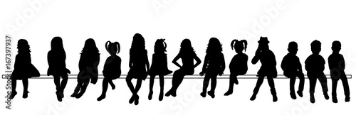 Fotomural set of silhouettes of seated people collection of silhouettes