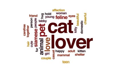 Sticker - Cat lover animated word cloud, text design animation.