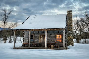 Rustic pioneer cabin, Wilderness Road State Park, Virginia