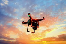 Mapping Drone At Sunset - Drone Technologies - Unmanned Camera Platforms - Aerial Surveillance