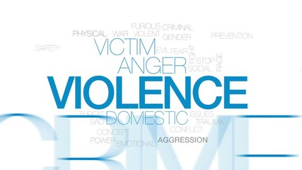 Wall Mural - Violence animated word cloud, text design animation. Kinetic typography.