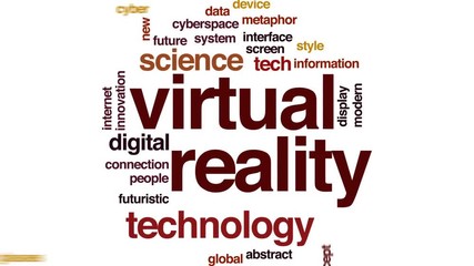 Sticker - Virtual reality animated word cloud, text design animation.