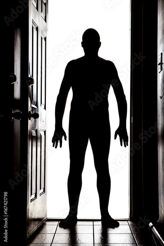 Naked Man At Door In Silhouette Buy This Stock Photo And