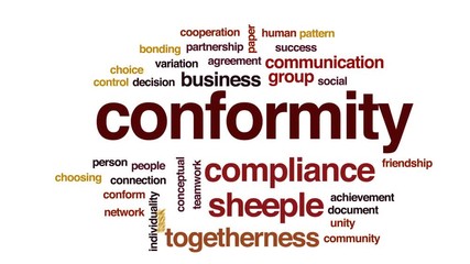 Sticker - Conformity animated word cloud, text design animation.