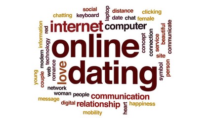 Sticker - Online dating animated word cloud, text design animation.