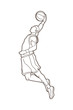 Basketball player dunking outline graphic vector