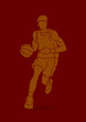 Basketball player running front view designed using dots pixels graphic vector