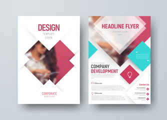 Poster - Vector flyer design with rhombuses for photos