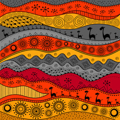 Wall Mural - African hand-drawn ethno pattern, tribal background. It can be used for wallpaper, web page and others.  Vector illustration.