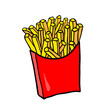 Fast Food. Vector french fries in red carton package