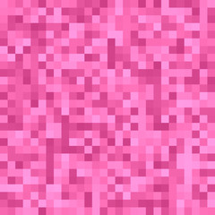 Poster - Pink pixel square tiled mosaic background - geometric vector graphic design from colored squares