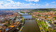 Aerial View Of Prague Cityscape Skyline In Czechia Czech Republic