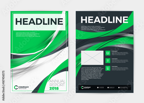 Download Annual Report Cover Design Template Vector Flyer Mockup Cover Layout Design With Abstract Background Green And Black Color Theme Vector Illustration Stock Vector Adobe Stock