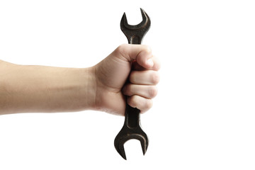 hand hold spanner tool in hand