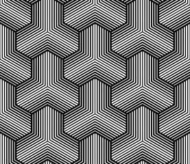 Wall Mural - Vector seamless pattern. Modern stylish texture. Monochrome geometric pattern with hexagonal tiles.
