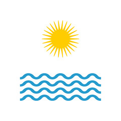 Wall Mural - wave and sun in flat style, summer icon