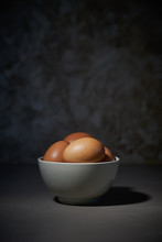 Fresh Brown Chicken Eggs In A Bowl
