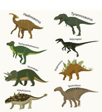 Fototapeta Dinusie - Jurassic period animals set icons isolated vector illustration