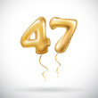 vector Golden number 47 forty seven metallic balloon. Party decoration golden balloons. Anniversary sign for happy holiday, celebration, birthday, carnival, new year.