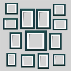 Poster - Wall picture frame templates isolated on white background. Blank photo frames with shadow and borders vector illustration. Empty frame for photo or image picture in museum