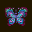 Vector vintage butterfly, decorative element for embroidery