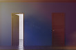 © ImageFlow - Blue room with empty and closed doors toned