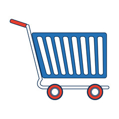 Canvas Print - shopping cart of side view empty supermarket e commerce vector illustration