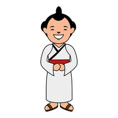 Sticker - man japanese avatar character vector illustration design