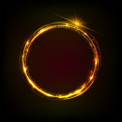circle transparent shiny light effect. rotational glow line.glowing ring trace background. round fra