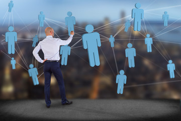 Poster - Network connection with people linked each other - Business and communication concept